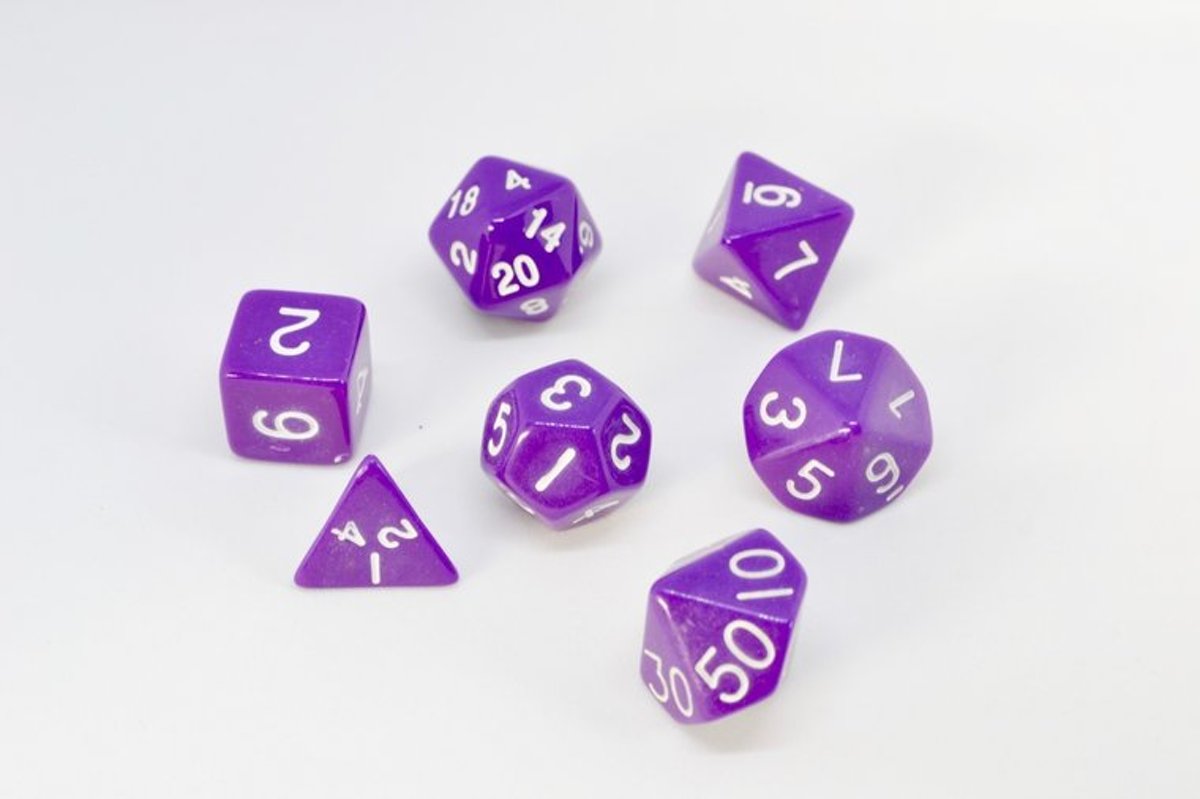 7-delige Polydice / dobbelstenen Set voor dungeons & dragons | Paars | REBL